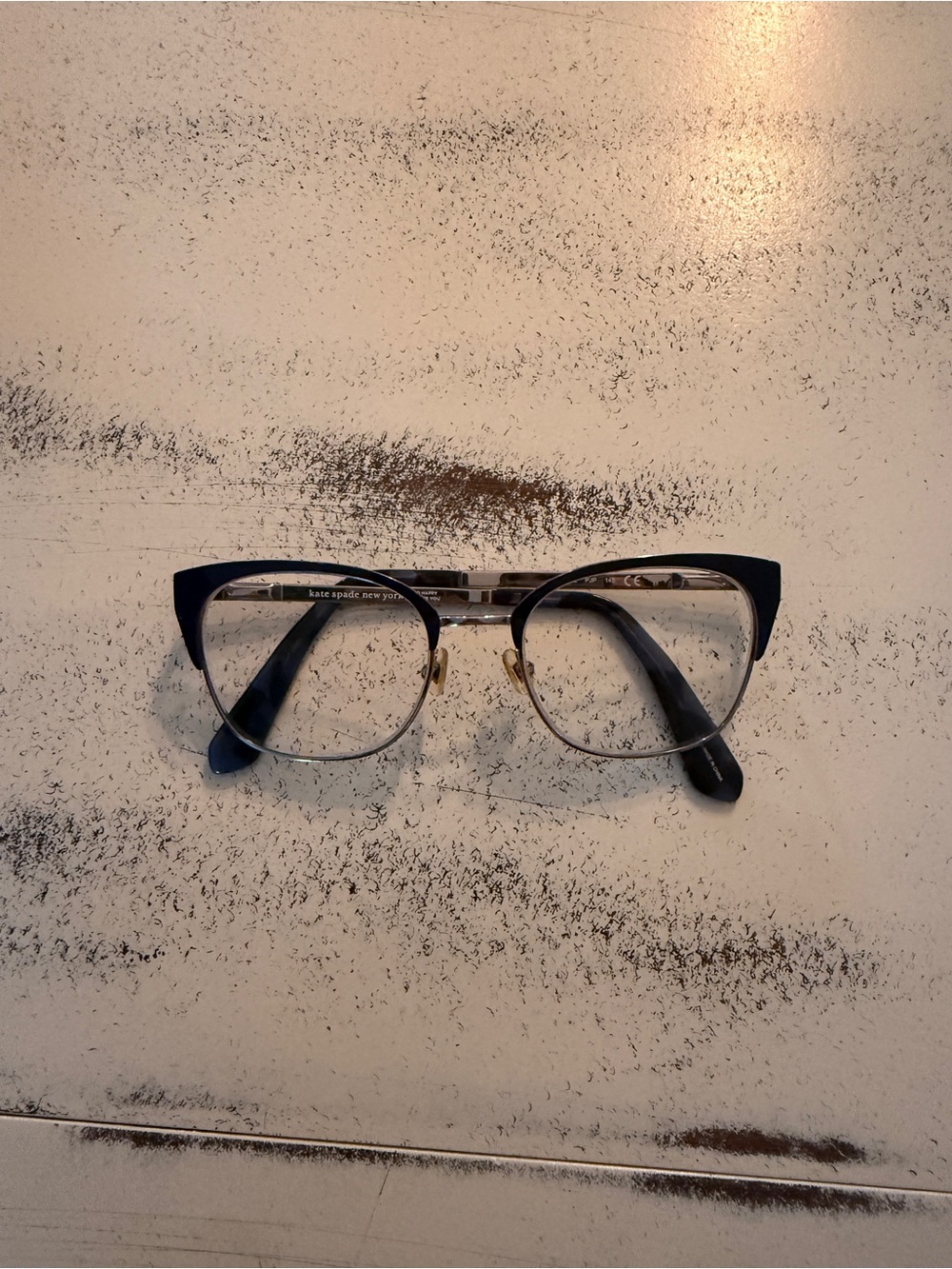 kate spade Navy and Gold Cat-Eye Eyeglasses